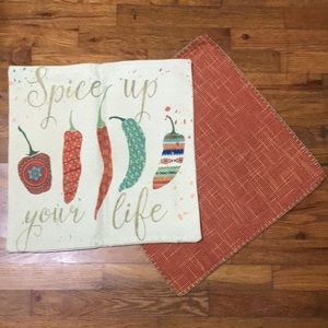 3/$20 - Set of 2 - 18”x18” Decorative Peppers Pillow Cover with Accent Cover
